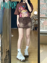 Lunivop Women Maillard 2000S Aesthetic Japanese Harajuku Mini Jean Skirt Shorts Gyaru Cyber Punk